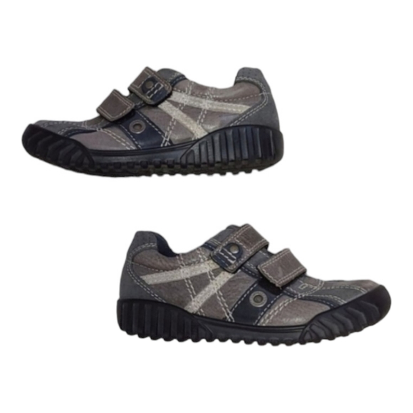 Ecco Childrens Grey blue Leather velcro Sneaker hiking shoes EU 28 USA 11 C - Picture 4 of 16